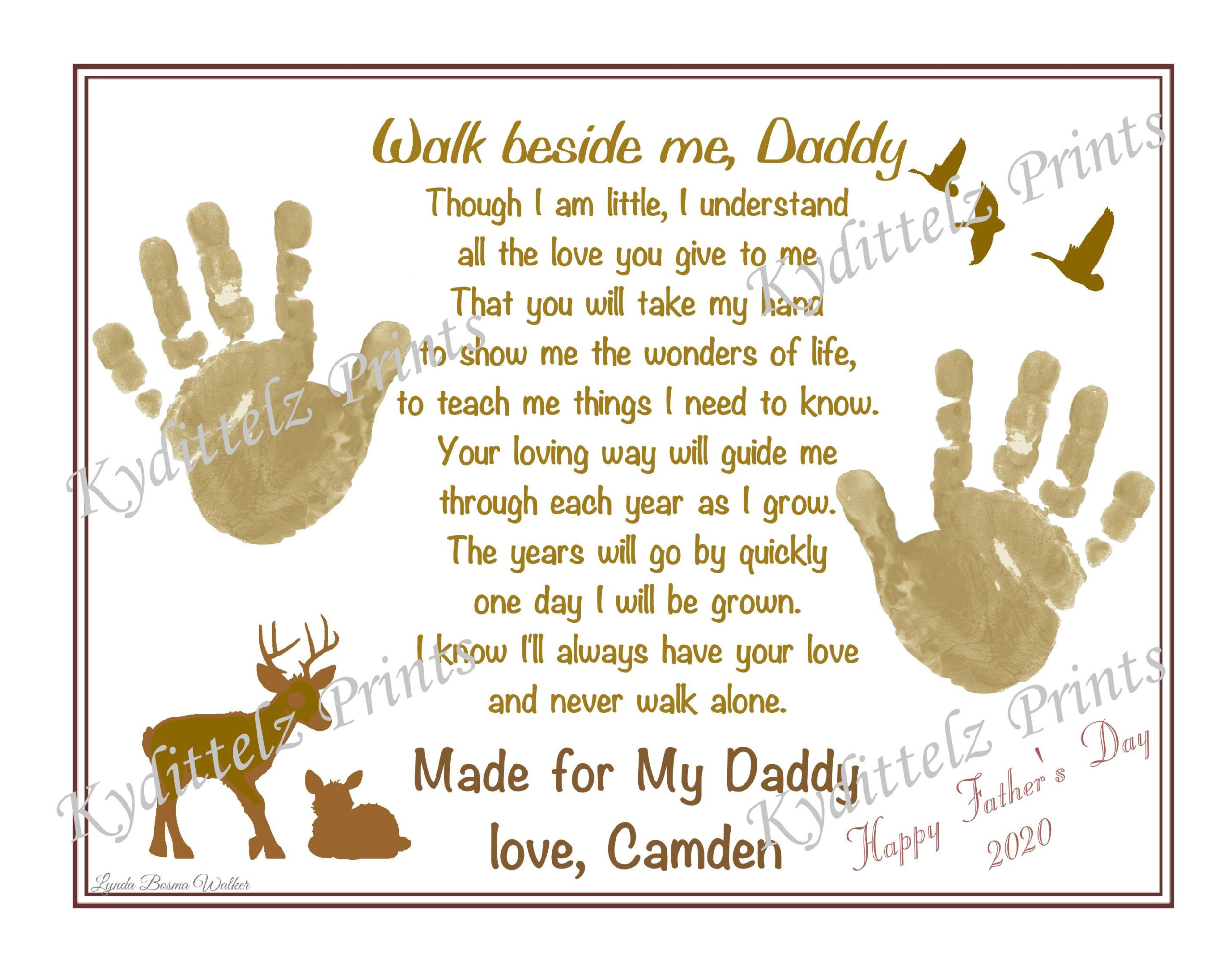 Walk Beside Me Daddy | Personalized Poem~Baby Child Handprints regarding Walk With Me Daddy Free Printable