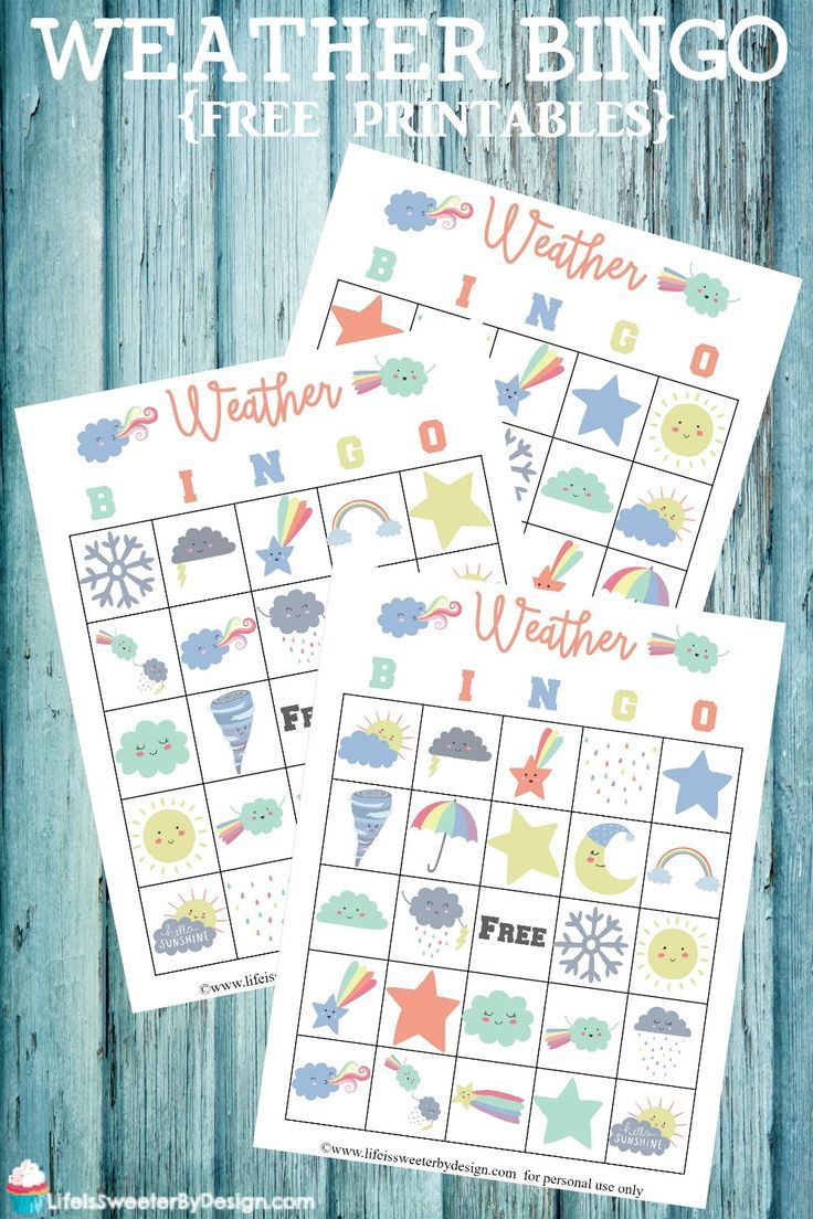 Weather Bingo Free Printable Cards - Life Is Sweeterdesign pertaining to Weather Bingo Free Printable
