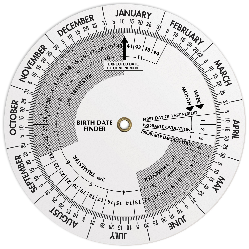 White Plastic Birth Date Finder Pregnancy Wheel Calculator (4.25&amp;quot; Dia.) in Free Printable Pregnancy Wheel