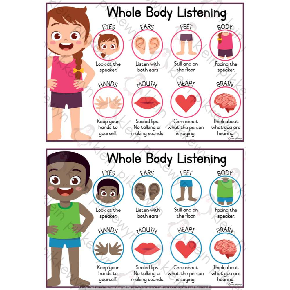 Whole Body Listening Posters • Teacha! inside Whole Body Listening Free Printables