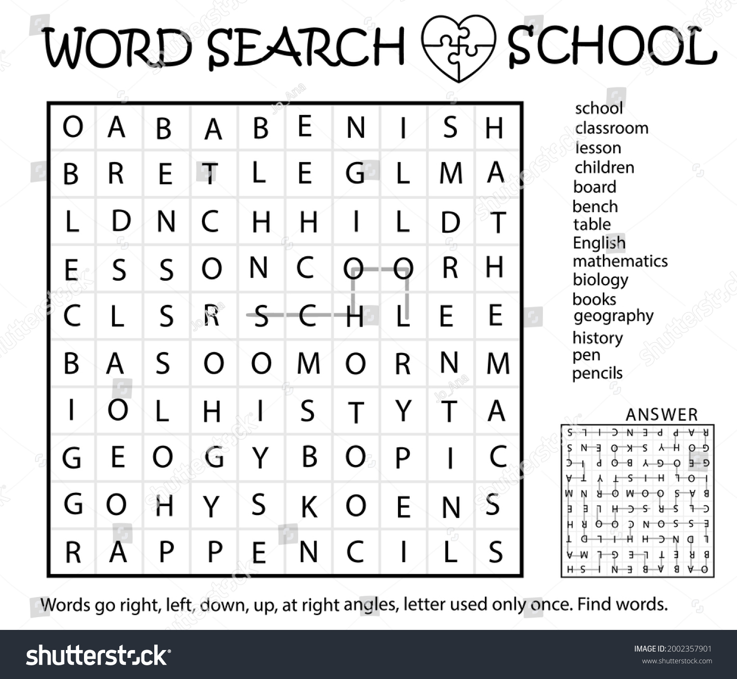 Zigzag Word Search Puzzle School Words Stock Vector (Royalty Free pertaining to Free Printable Zigzag Word Search Puzzles