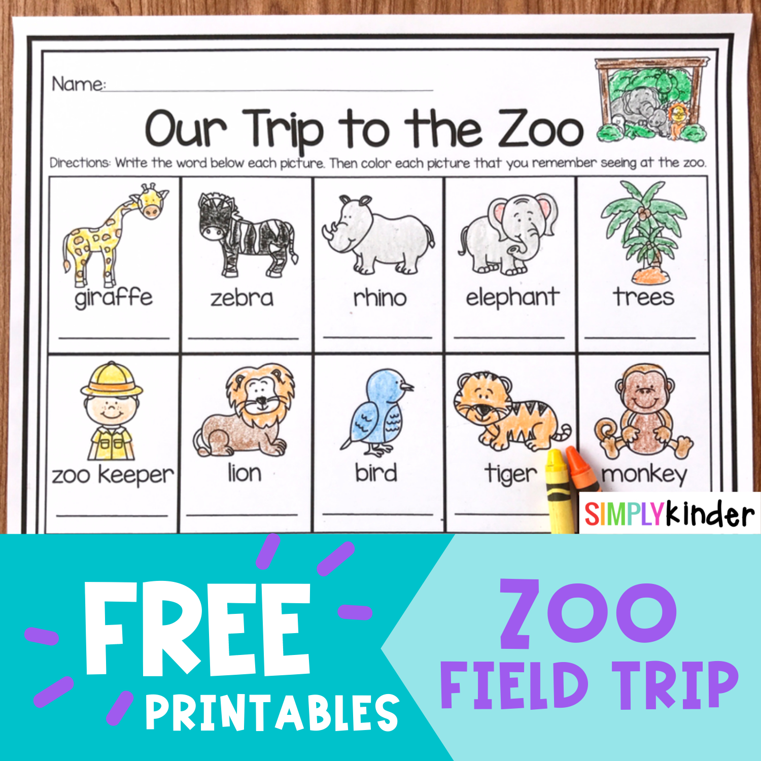 Zoo Field Trip Freebie - Simply Kinder with Free Zoo Field Trip Printables