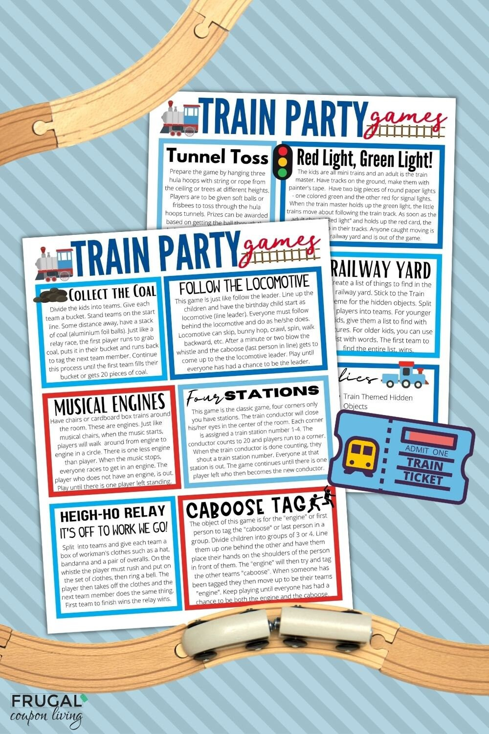 Zug-Geburtstags-Party-Spiele Wegbeschreibung &amp;amp; Lieferliste | 10 with Free Printable Play Train Tickets