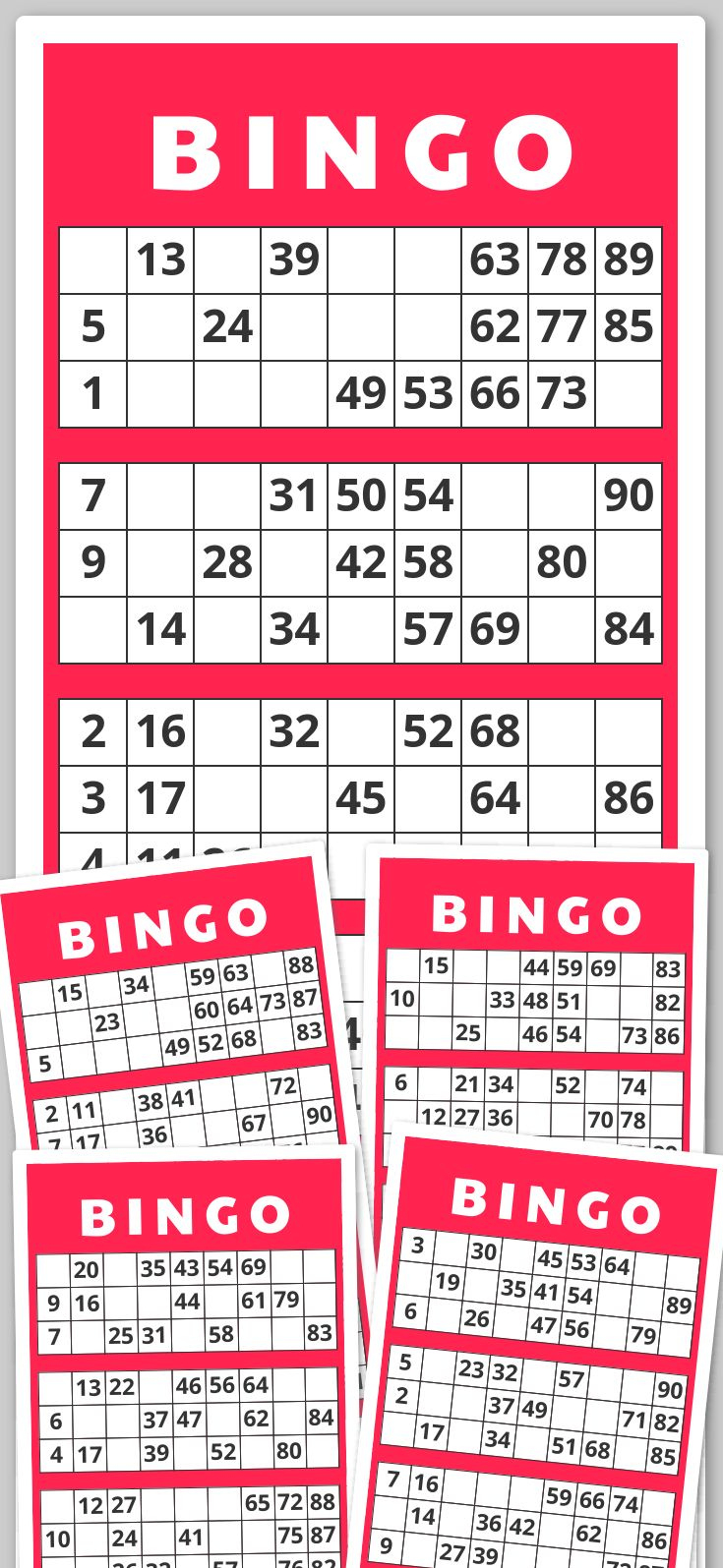 1-90 Number Bingo in Free Printable Bingo Cards 1 90