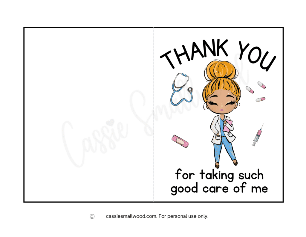 10 Cute Nurse Thank You Cards (Free Printable) - Cassie Smallwood for Free Printable Cards For Nursing Homes