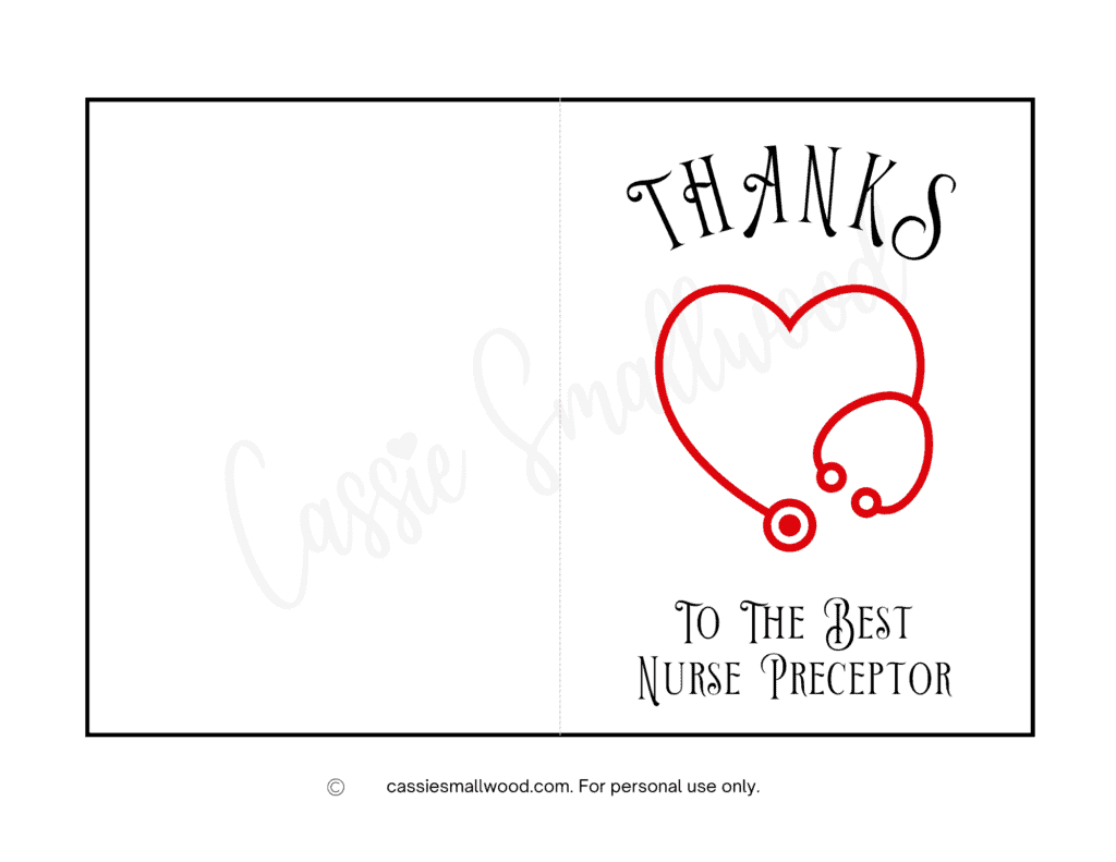 10 Cute Nurse Thank You Cards (Free Printable) - Cassie Smallwood with Free Printable Cards For Nursing Homes