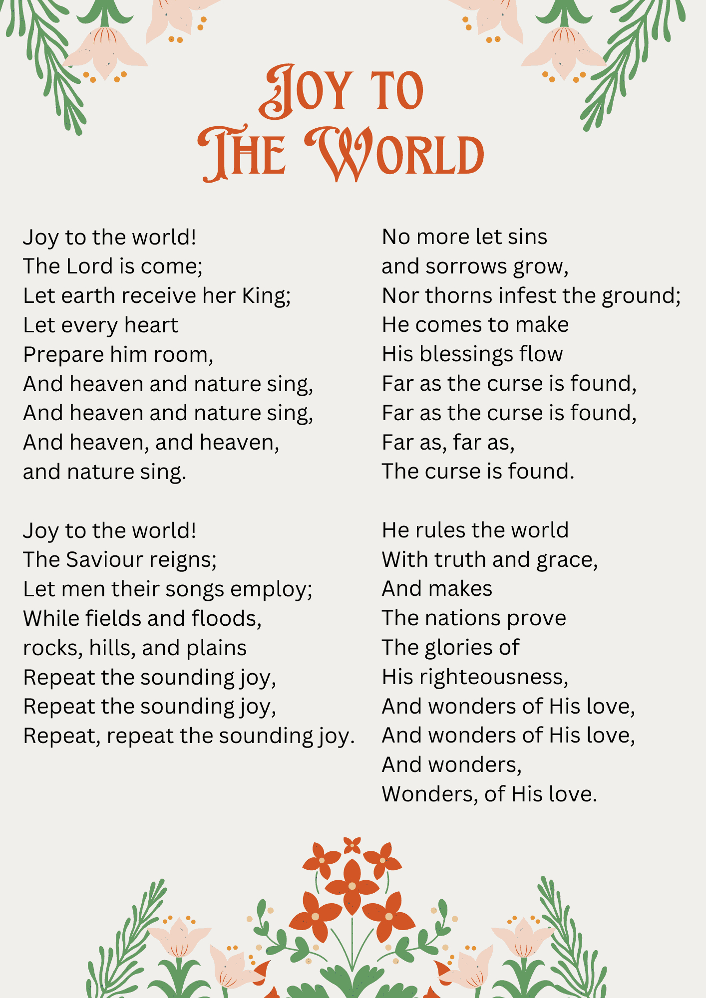 10 Fun Free Christmas Carol Printables For Kids In 2025 pertaining to Printable Lyrics Joy To The World