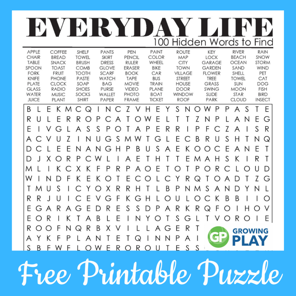 100 Hard Word Search Puzzles Printable - Free - Growing Play for Crossword Search Puzzles Printable