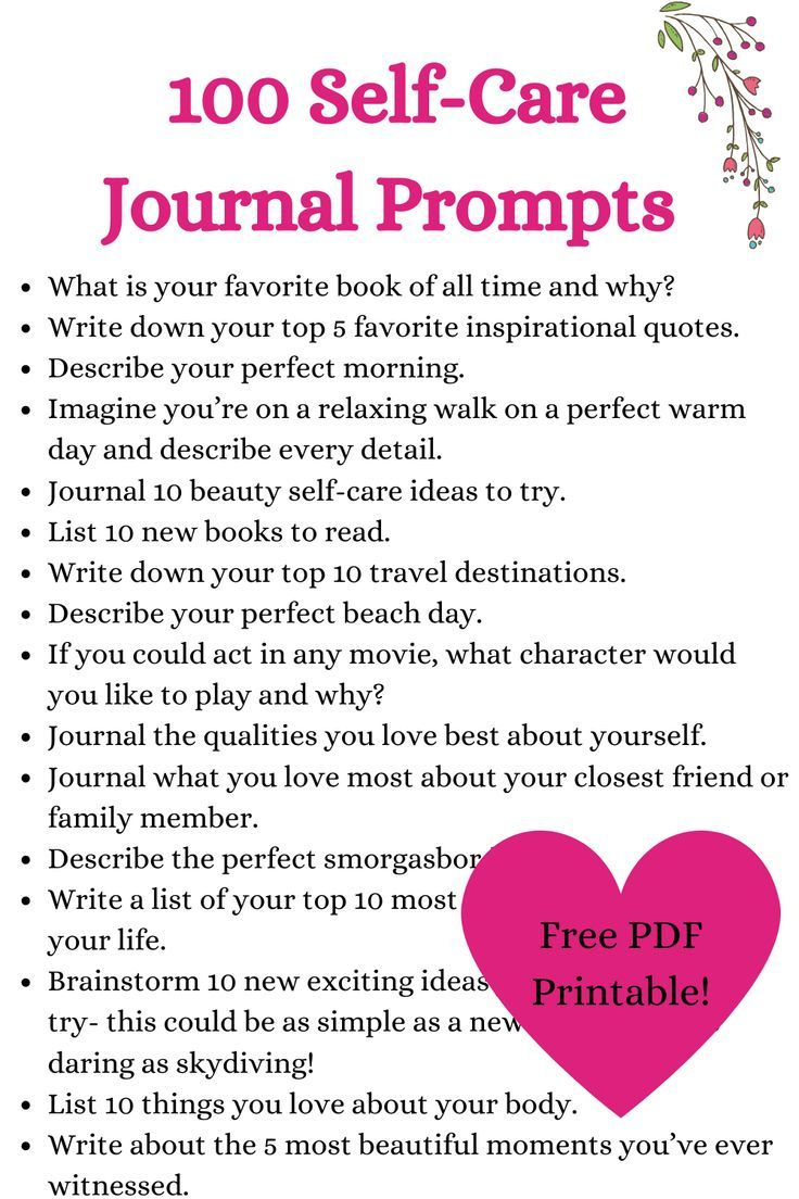 100 Self-Care Journal Prompts With Free Printable Journal Pages in Free Printable Journal Prompts