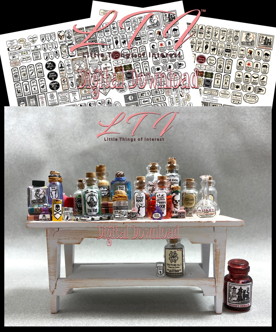 110 Miniature Potion Bottle Labels Download Pdf Printable In with regard to Free Printable Miniature Labels