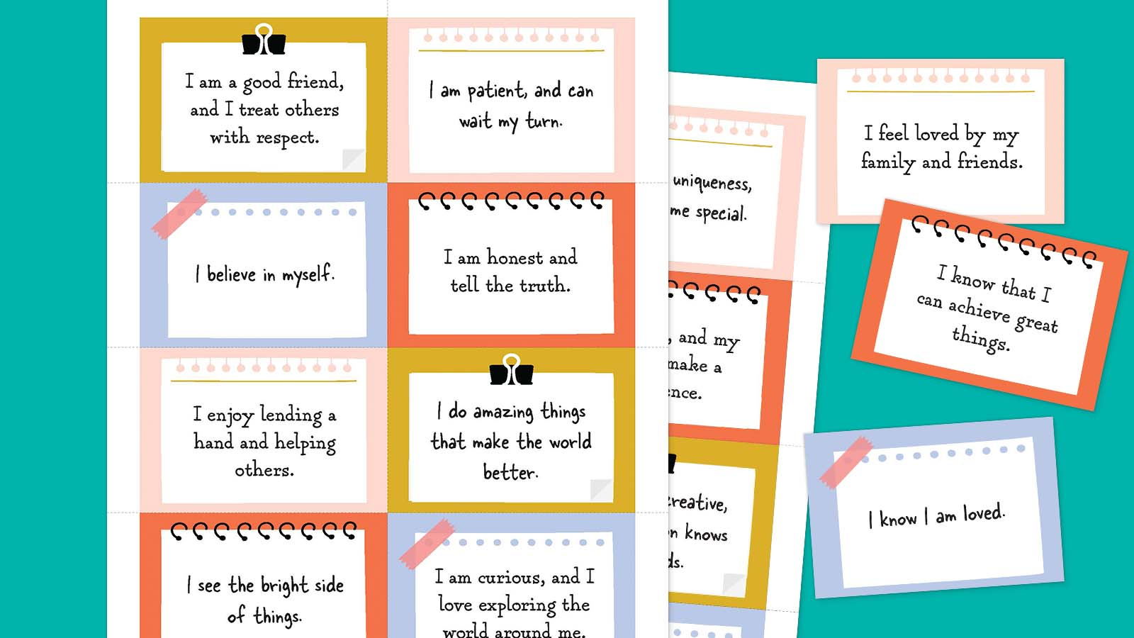 111 Daily Positive Affirmations For Kids (Free Printable Cards) for Free Printable Affirmation Cards For Students