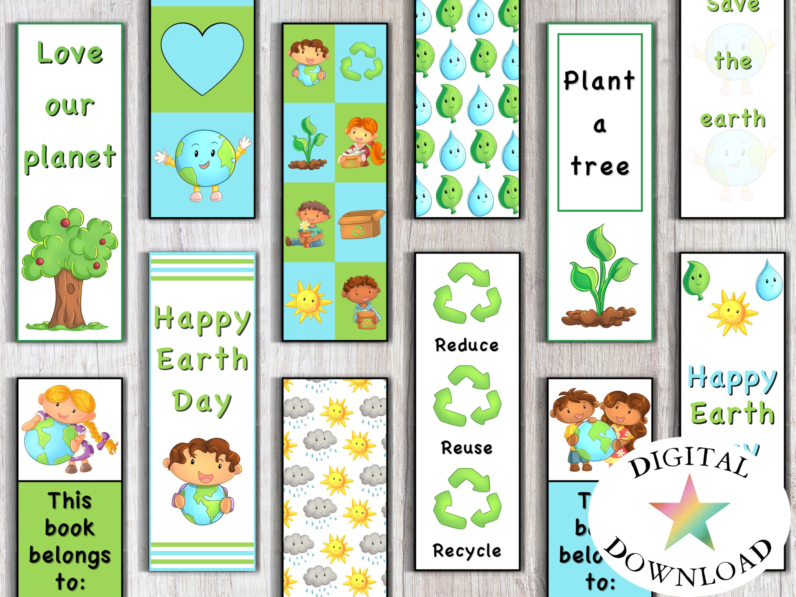 12 Earth Day Bookmarks, Printable Bookmarks For Kids, Homeschool throughout Earth Day Bookmarks Printable