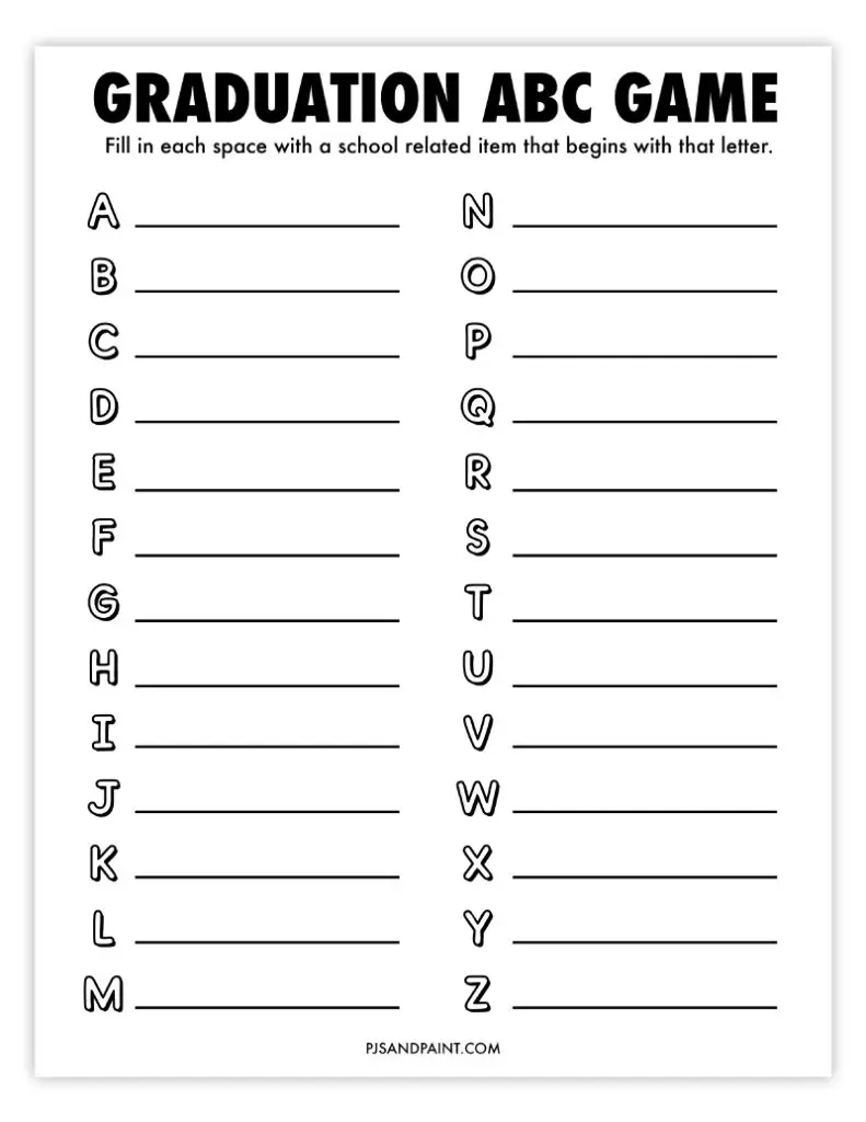 15 Free Printable Graduation Games And Activities - Pjs And Paint regarding Grad Party Free Printable Graduation Party Games
