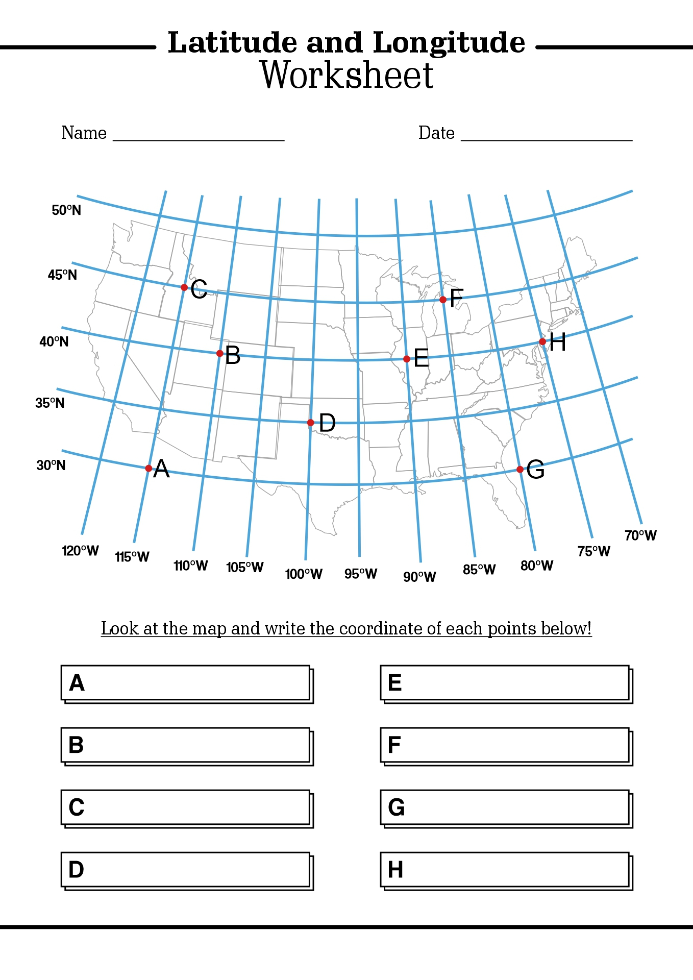 15 Latitude And Longitude Map Worksheet - Free Pdf At Worksheeto with Free Printable Longitude and Latitude Worksheets