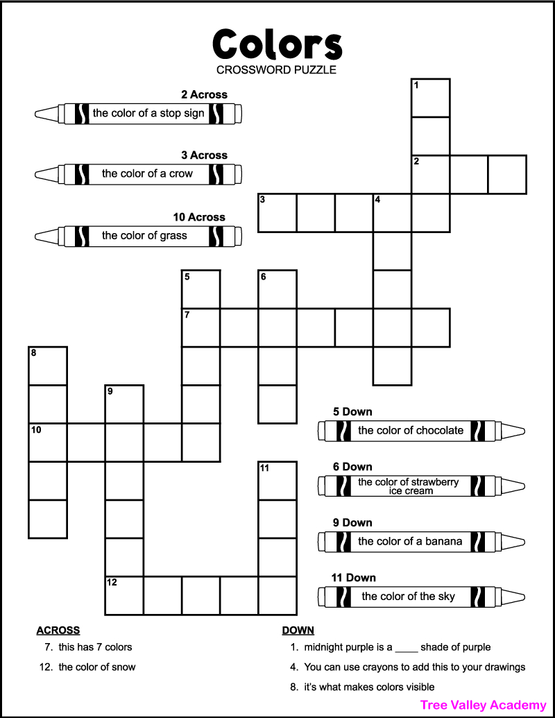 150+ Word Puzzles For Kids - Tree Valley Academy regarding Free Printable Crossword Puzzles For 2Nd Graders