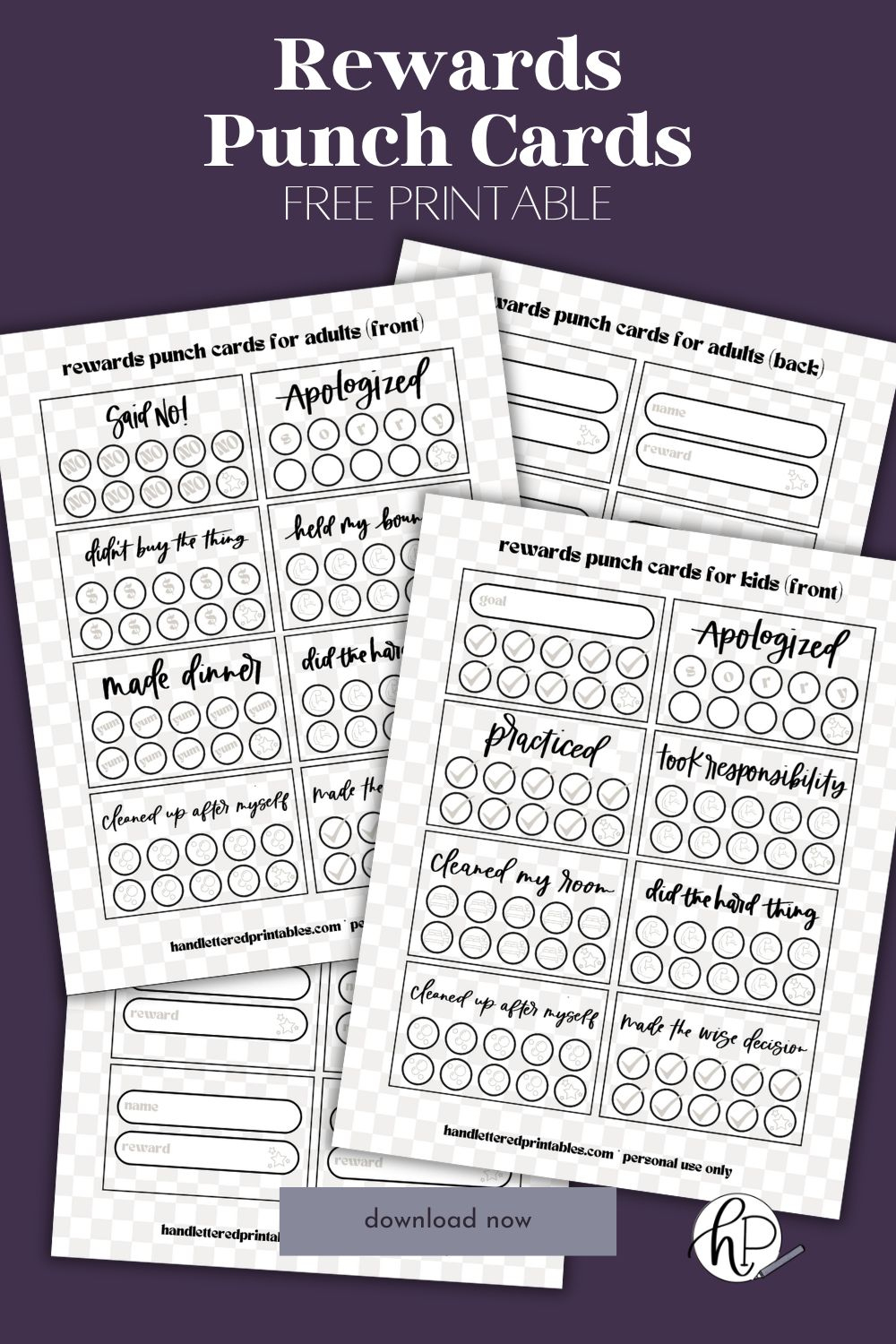 16 Free Printable Punch Cards For Adults + Kids - Hand Lettered within Free Printable Punch Cards For Students