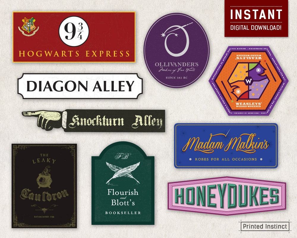 17 Diagon Alley Signs Harry Potter Party Wtihpropprintables with regard to Diagon Alley Shop Signs Printable Free