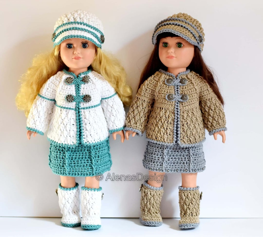 18 Inch Doll Crochet Pattern Diamond Set | Jacket Skirt Boots Hat throughout Free Printable Crochet Doll Clothes Patterns For 18 Inch Dolls