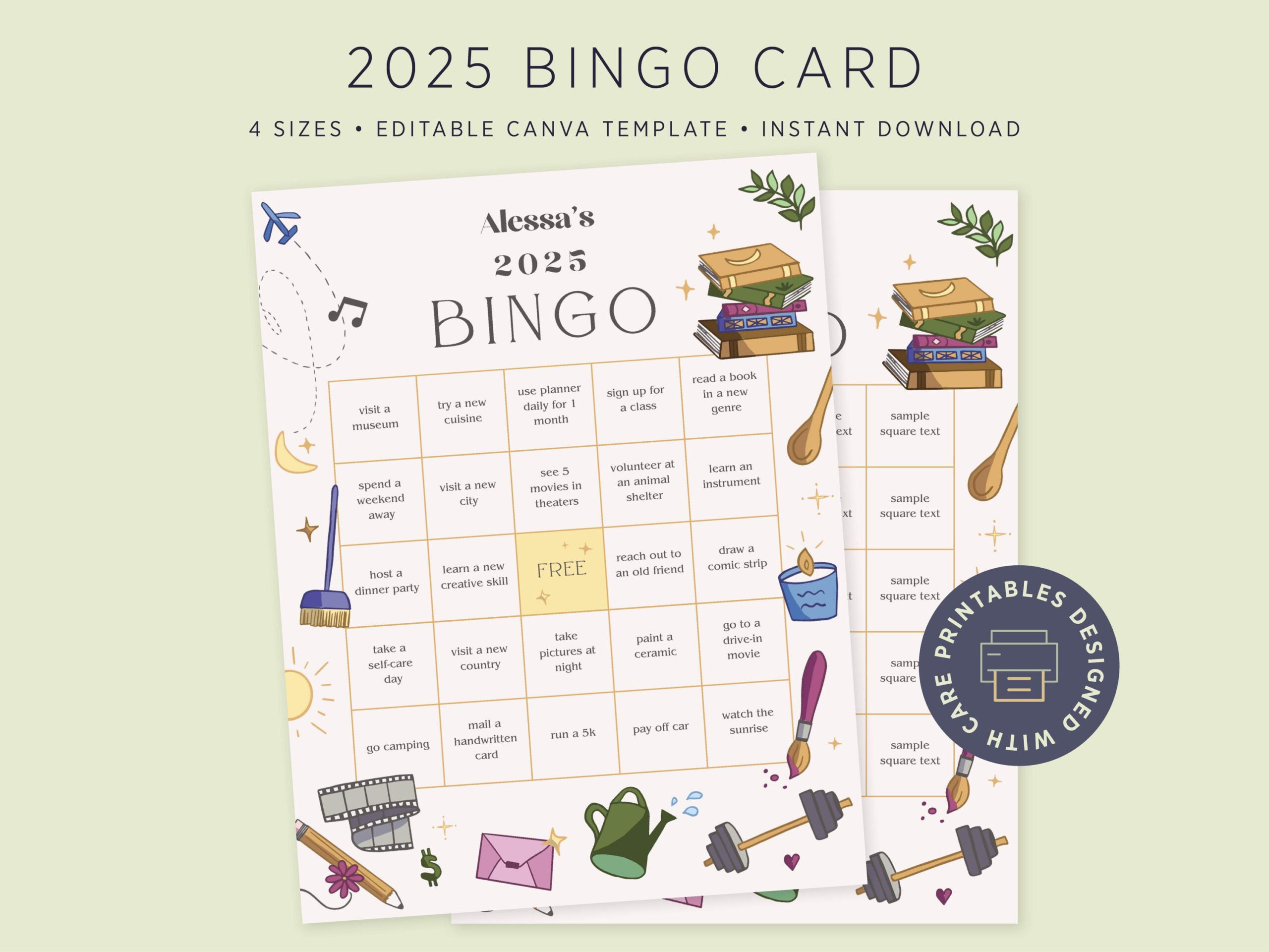 2025 Bingo Karte Canva Digitale Vorlage, Manifestation Bingo throughout Bingo Cards For 2025