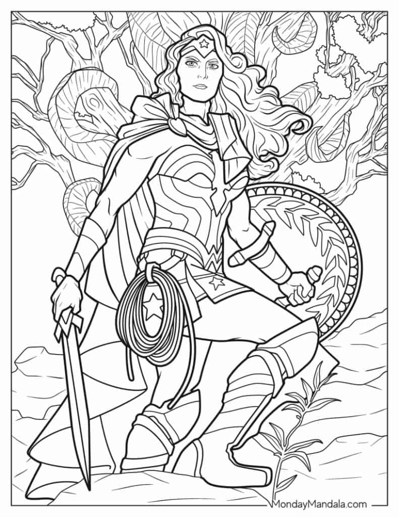 24 Wonder Woman Coloring Pages (Free Pdf Printables) throughout Free Printable Wonder Woman