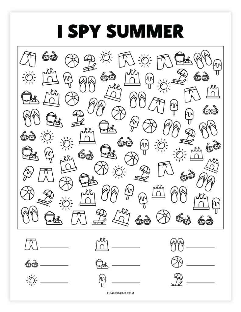 28 Free Printable I Spy Games - Pjs And Paint for I Spy Summer Free Printable