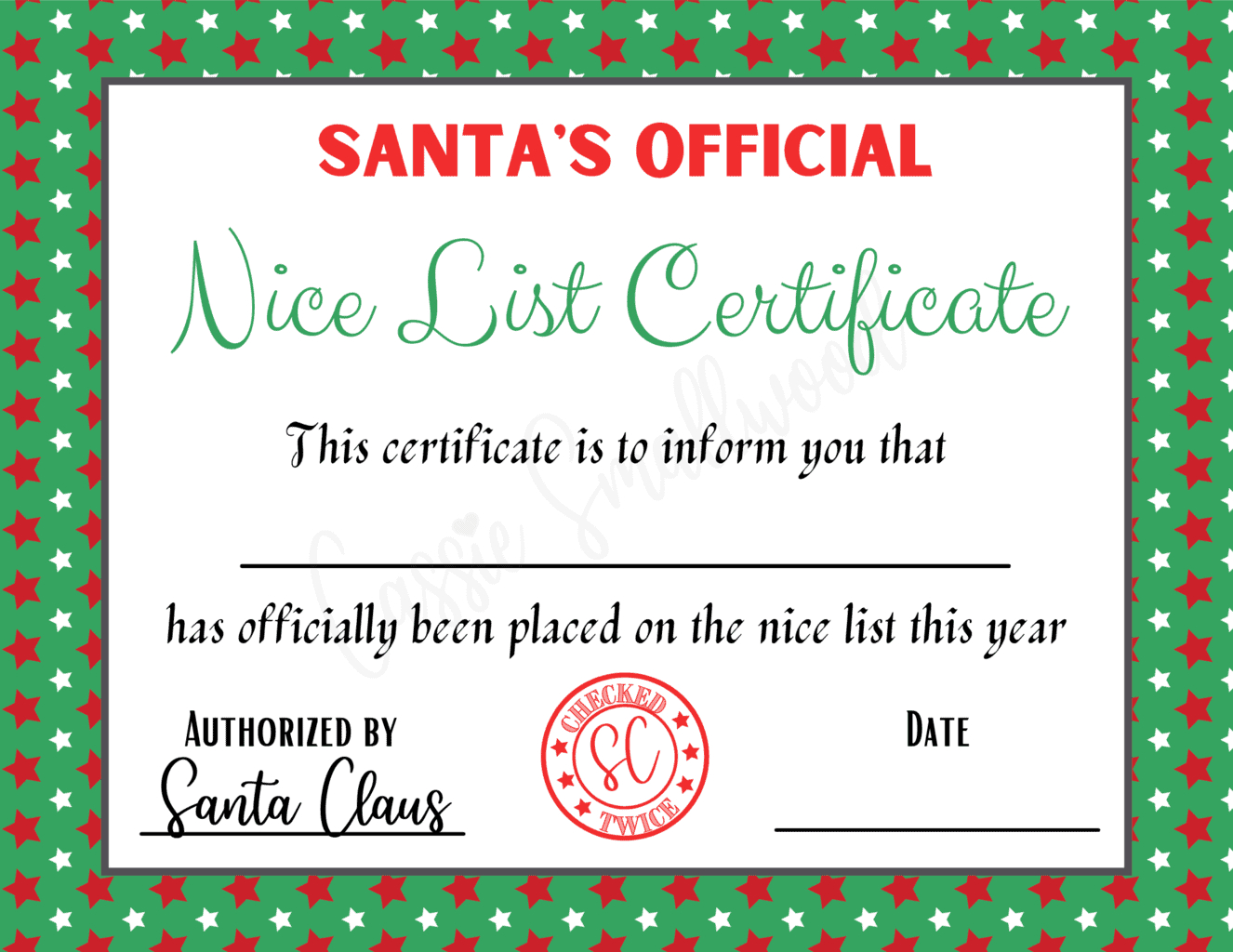 3 Adorably Cute Santa Nice List Certificates - Cassie Smallwood with regard to Santa Nice List Certificate Printable