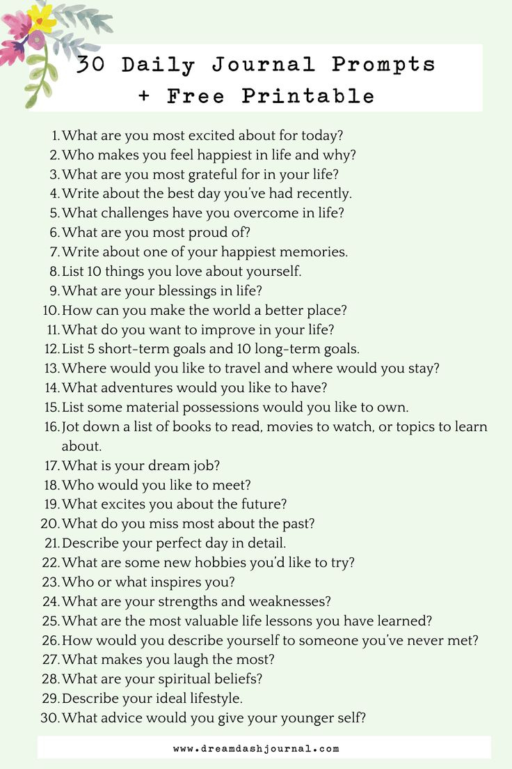 30 Daily Journal Prompts To Start Writing {+ Free Pdf Printable!} with Free Printable Journal Prompts