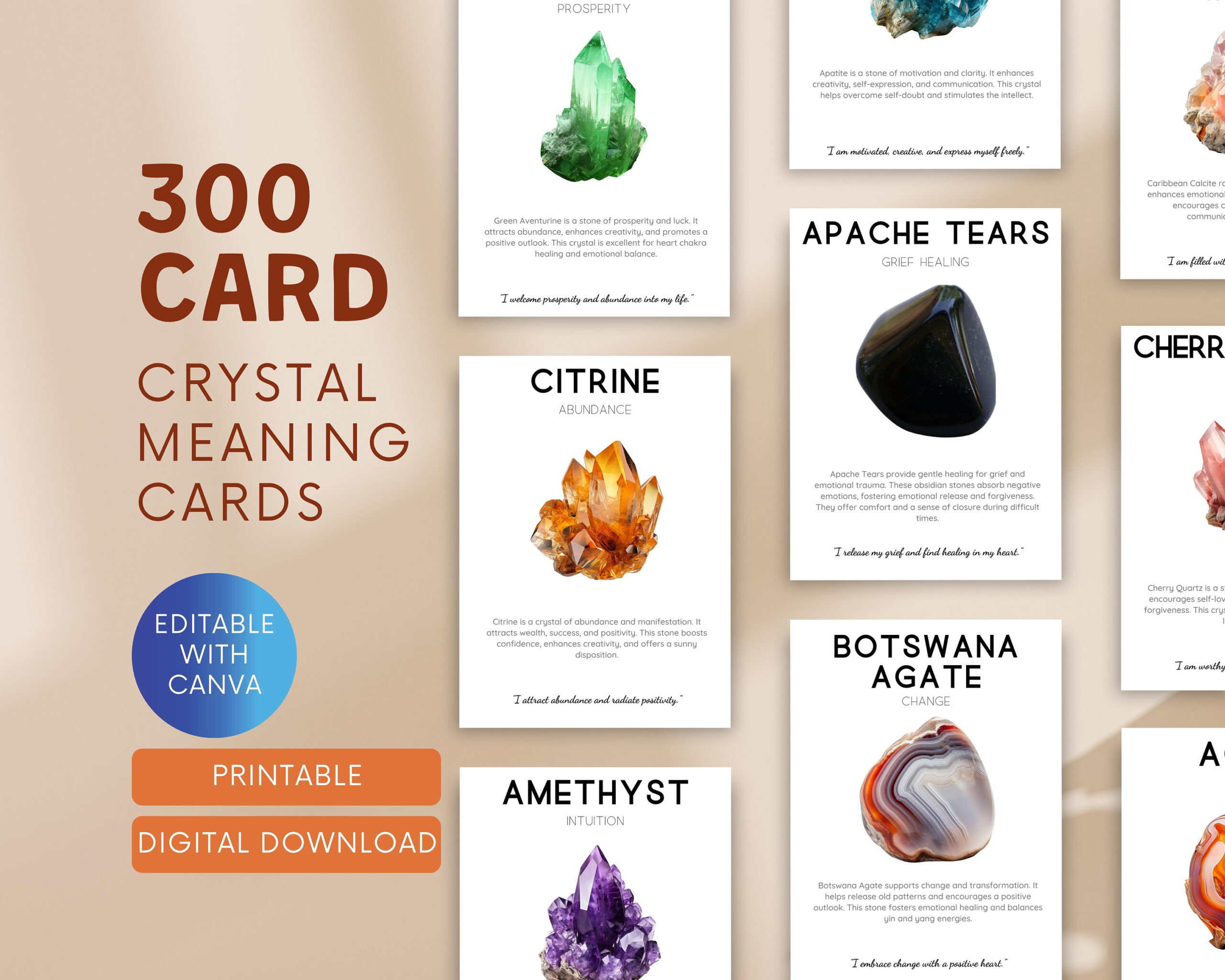 300 Printable Crystal Meaning Cards / Crystal Information Cards pertaining to Printable Crystal Meaning Cards Free