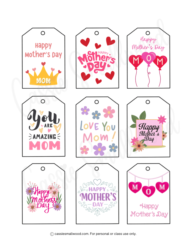 36 Cute Mother&amp;#039;S Day Tags (Free Printables) - Cassie Smallwood with Mothers Day Tags Printable