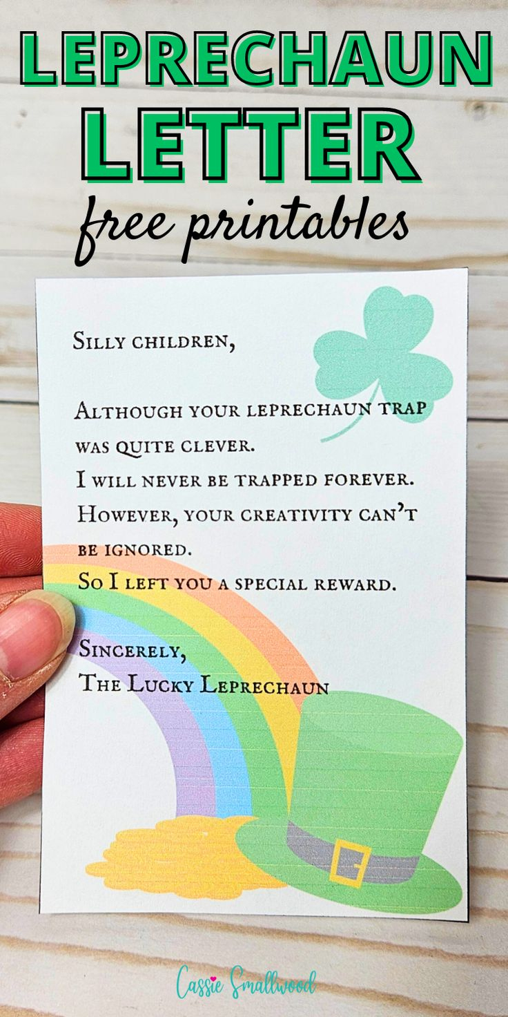 4 St. Patrick&amp;#039;S Day Leprechaun Notes For Kids pertaining to Free Printable Leprechaun Letter