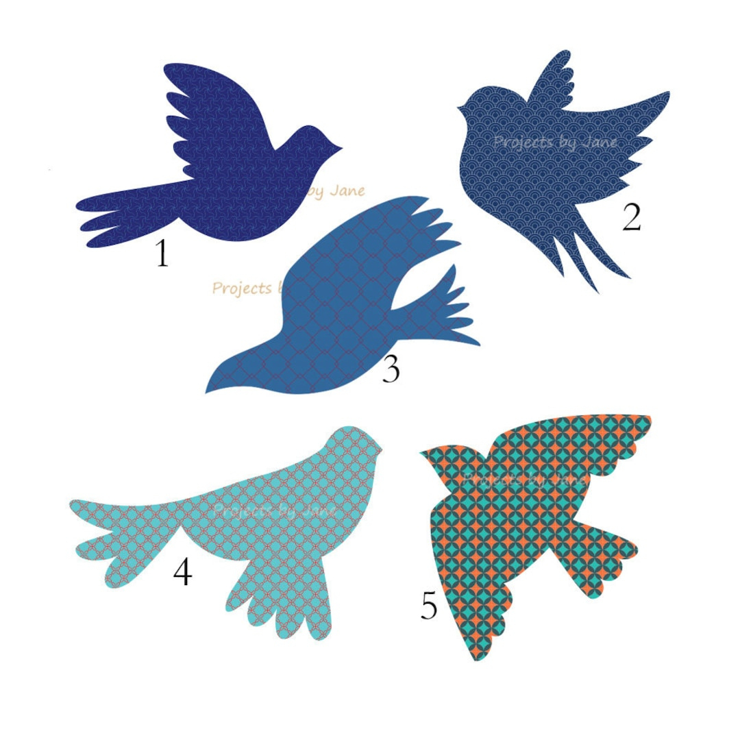 5 Flying Birds Applique Template | Pdf Applique Pattern | Applique Template - Etsy.de inside Printable Bird Applique Pattern