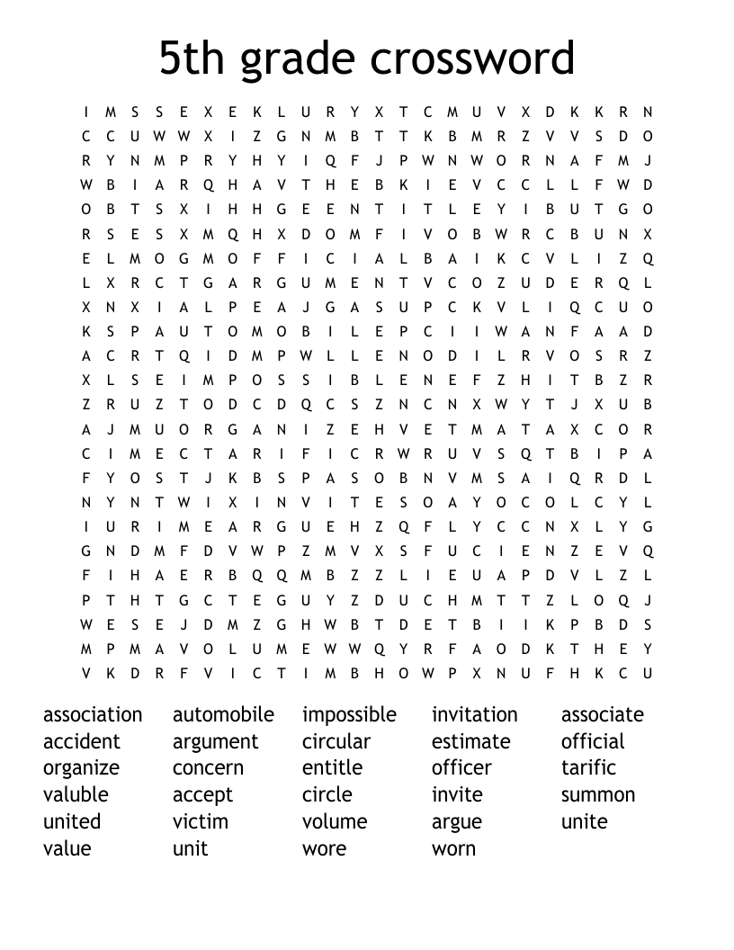 5Th Grade Crossword Word Search - Wordmint in Crossword Puzzles For 5th Graders Printable