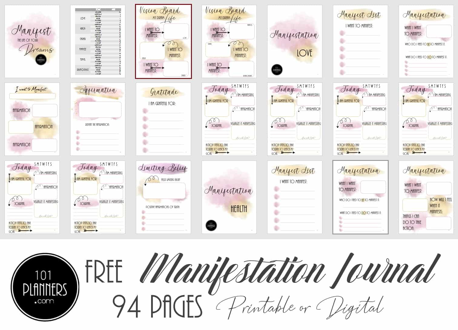 6 Free Manifestation Journal Templates | Instant Download throughout Free Printable Manifestation Worksheet