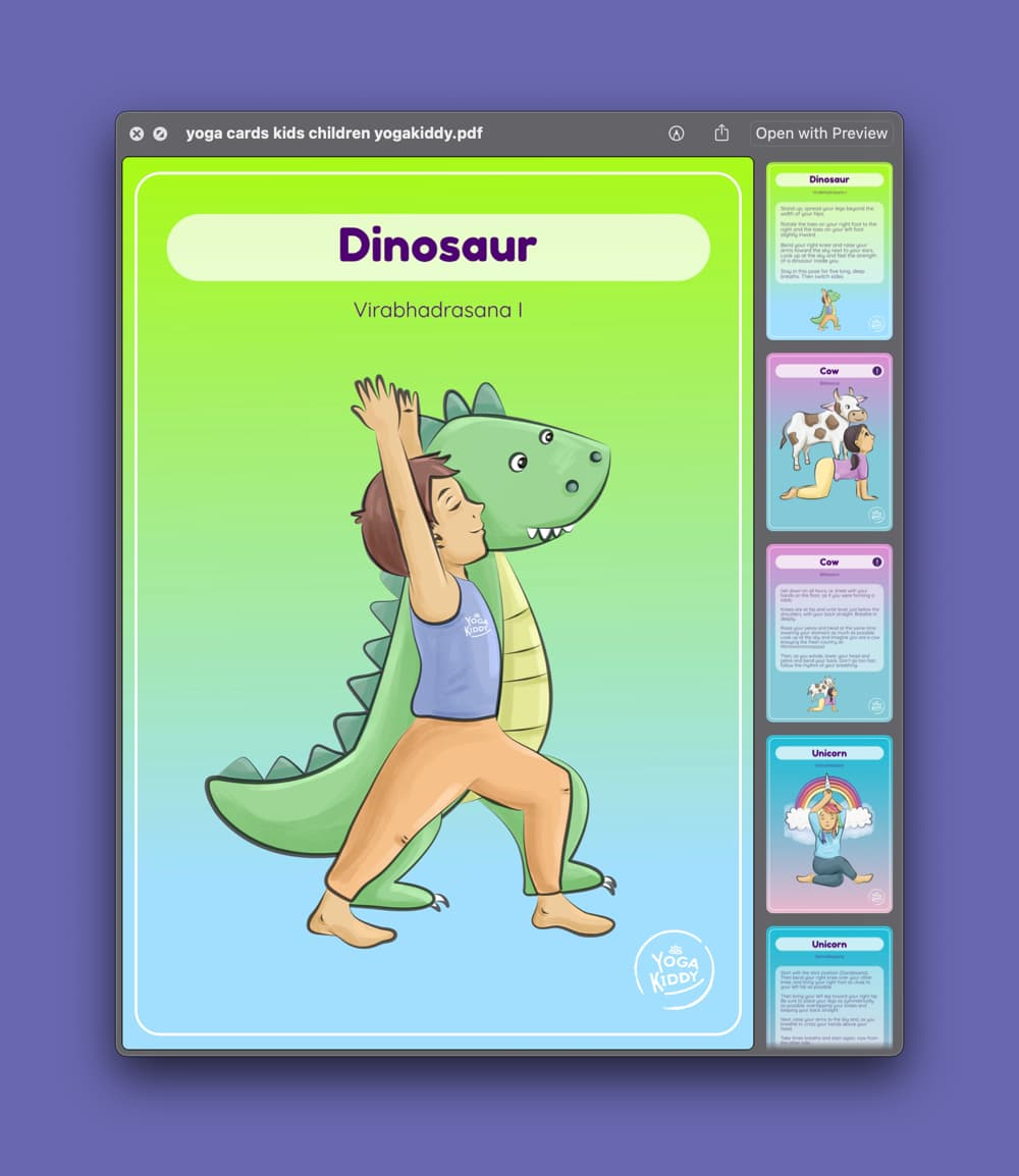 65 Free Yoga Cards For Kids (Pdf) with Dinosaur Yoga Cards Free Printables