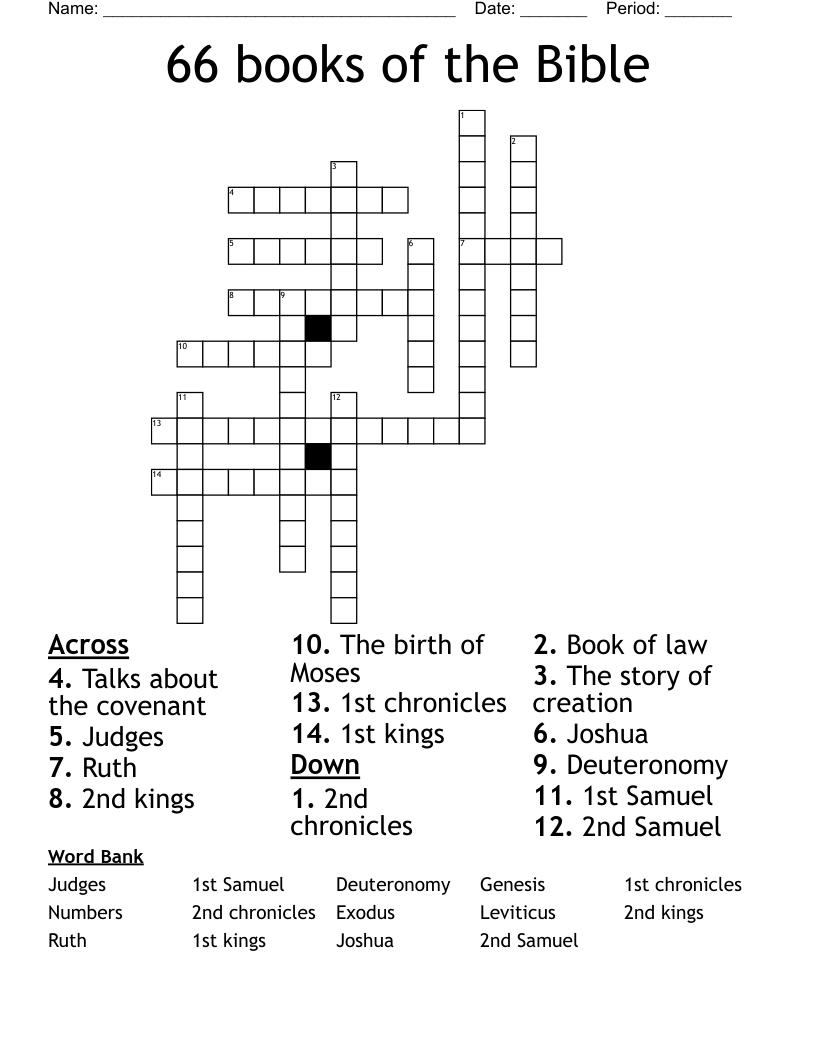 66 Books Of The Bible Crossword - Wordmint pertaining to Free Printable Bible Crossword Puzzles With Answers