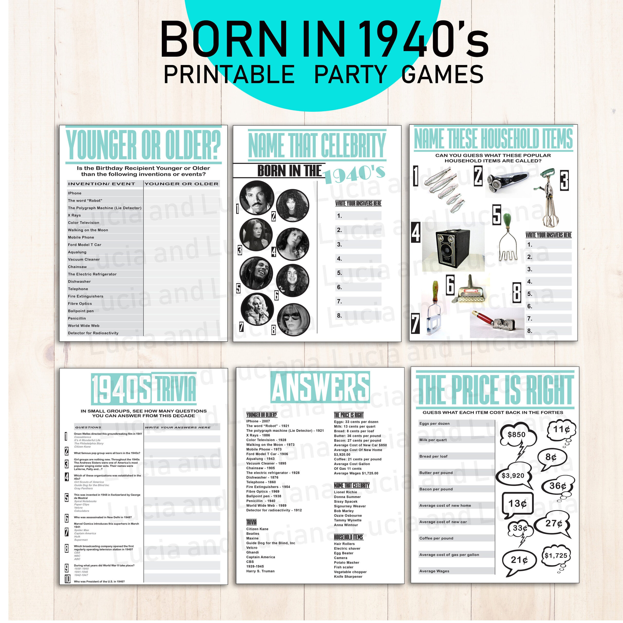 80Th Birthday Games, 80Th Birthday Party Ideas, Born In 1940 Games with Free Printable Games For 80th Birthday Party