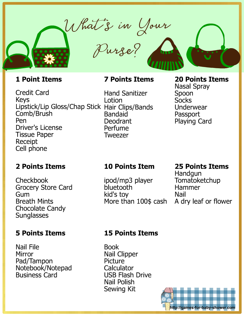 9 Free Printable What&amp;#039;S In Your Purse Games - Fun Party Pop with What&amp;#039;S In Your Purse Game Free Printable