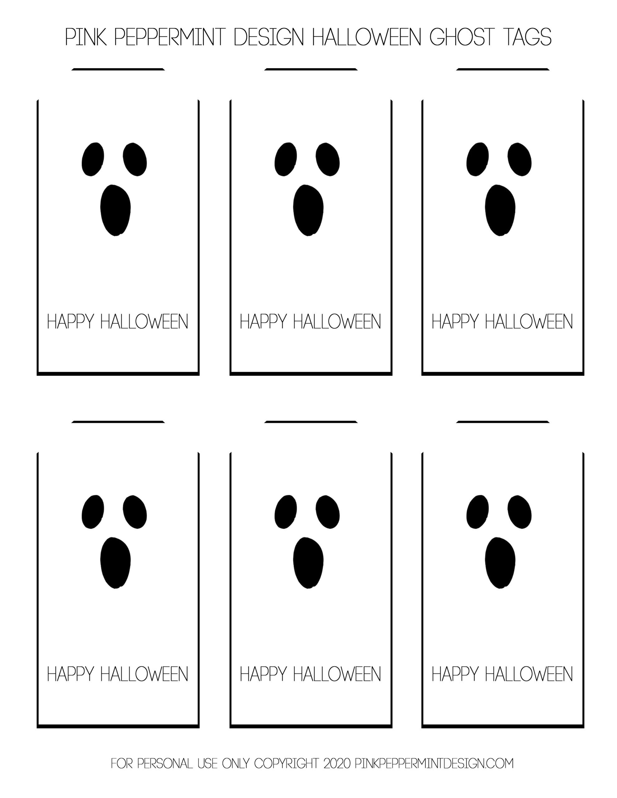 Adorable Free Printable Halloween Tags - Ghosts — Pink Peppermint within Free Printable Halloween Tags Black And White