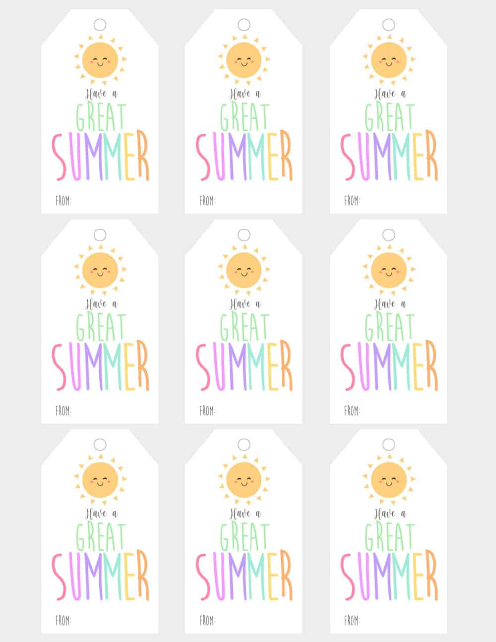 Adorable Have A Great Summer Free Printable Tags for Free Printable Summer Gift Tags