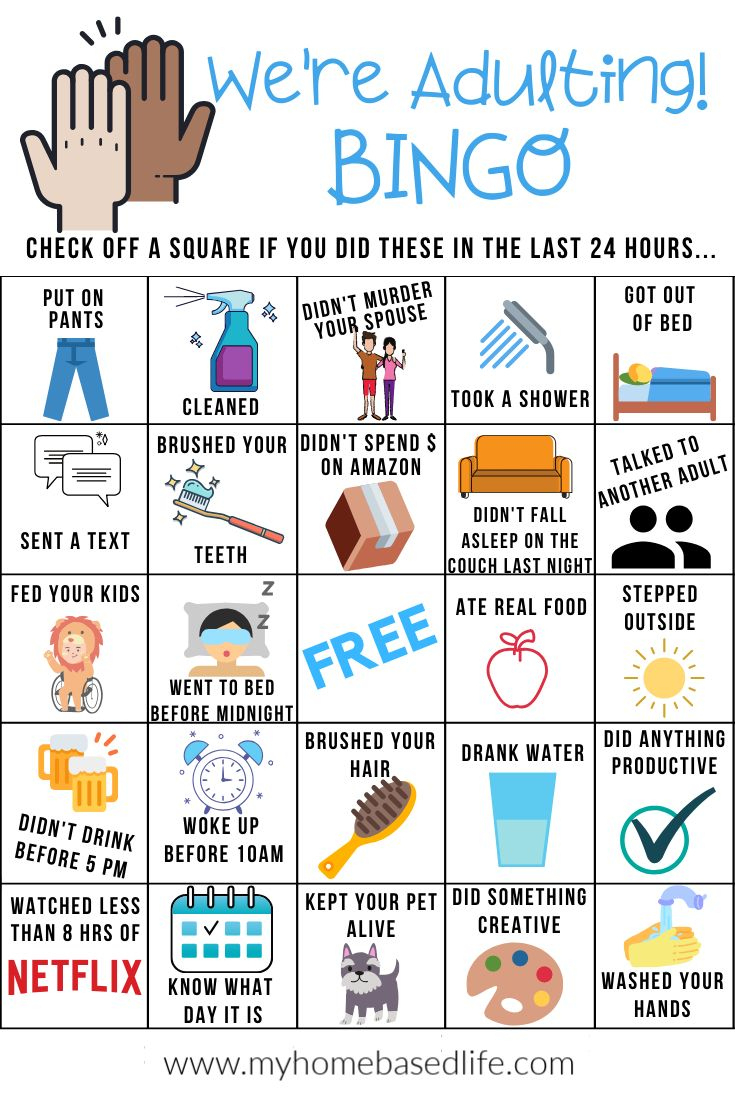 Adulting Bingo | within Funny Bingo Card Ideas