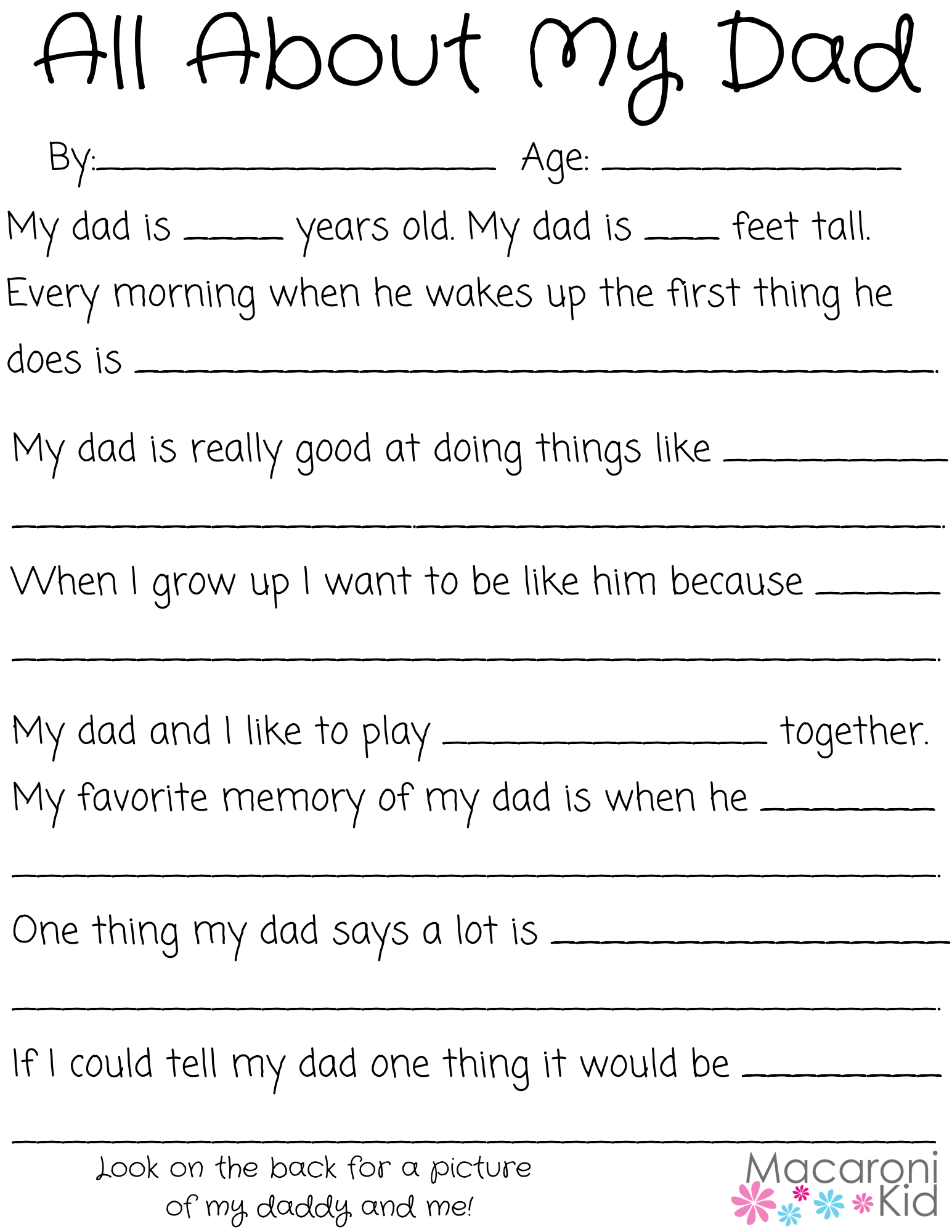 All About My Dad: A Father&amp;#039;S Day Questionnaire And Free Printable with regard to Fathers Day Questionnaire Free Printable
