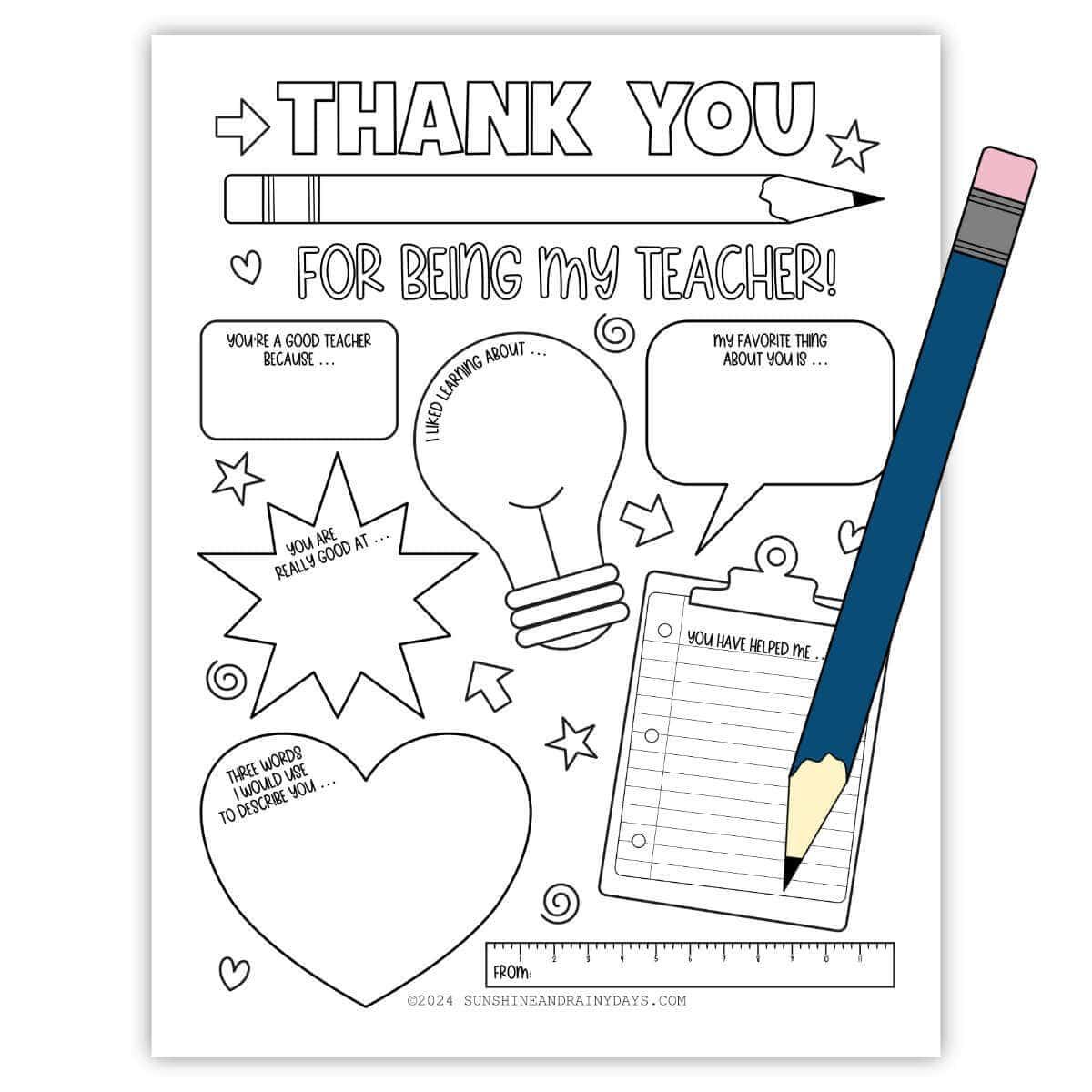 All About My Teacher Coloring Page Printable - Sunshine And Rainy Days pertaining to Free Printable All About My Teacher Printable