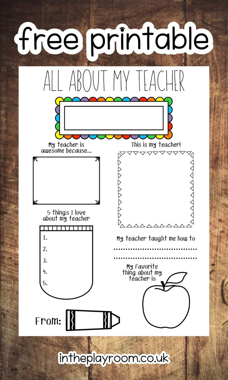 All About My Teacher Free Printable with regard to Free Printable All About My Teacher Printable