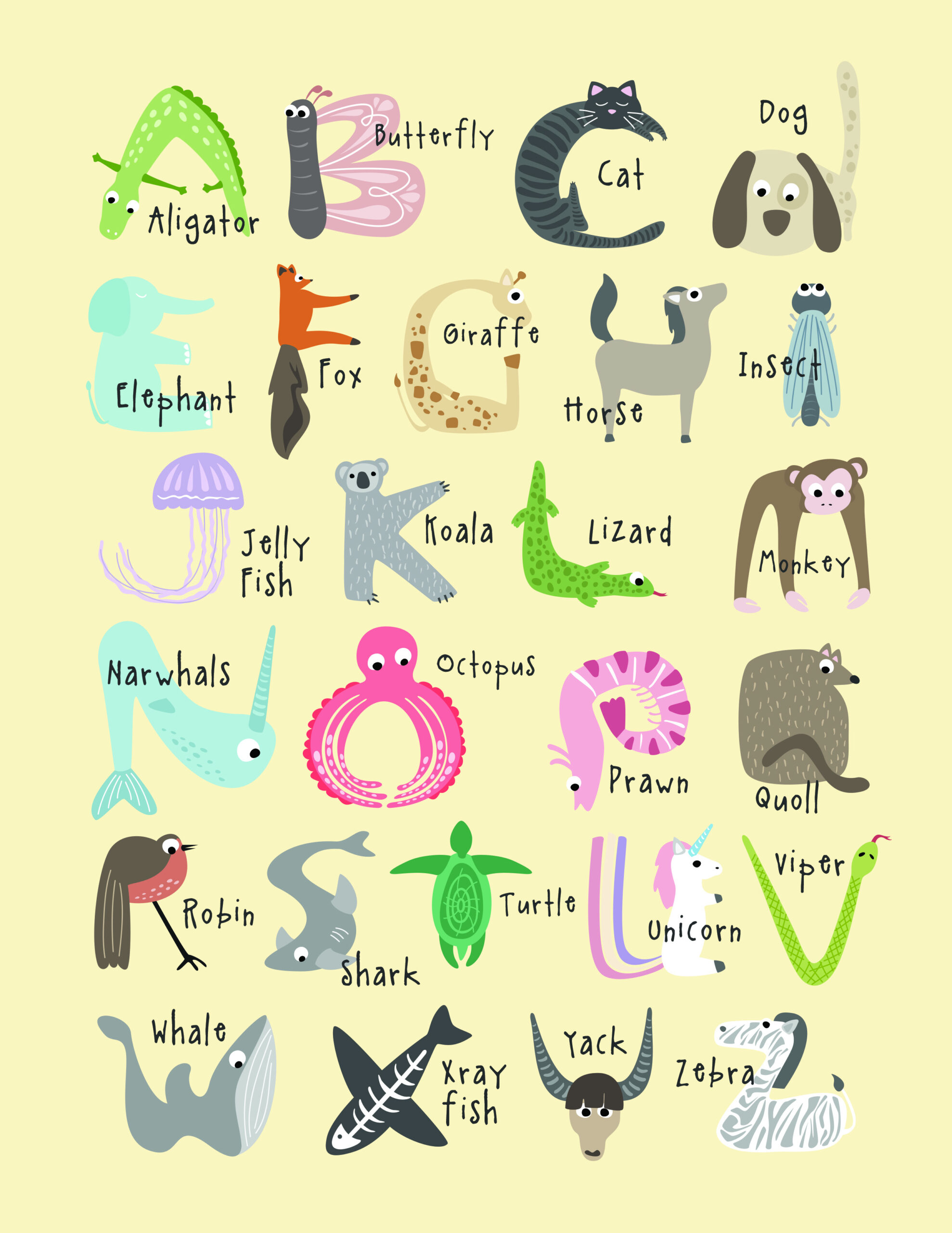 Alphabet With Animals Printable - Printable Design Resources pertaining to Animal Alphabet Letters Printable