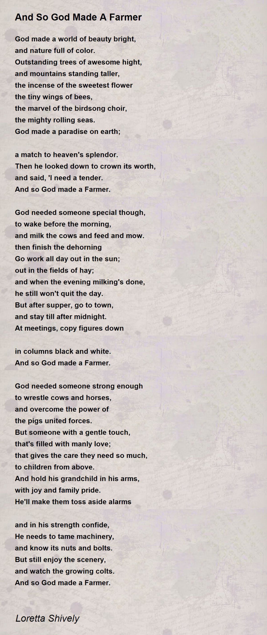 And So God Made A Farmer - And So God Made A Farmer Poem for Printable So God Made A Farmer Poem Words