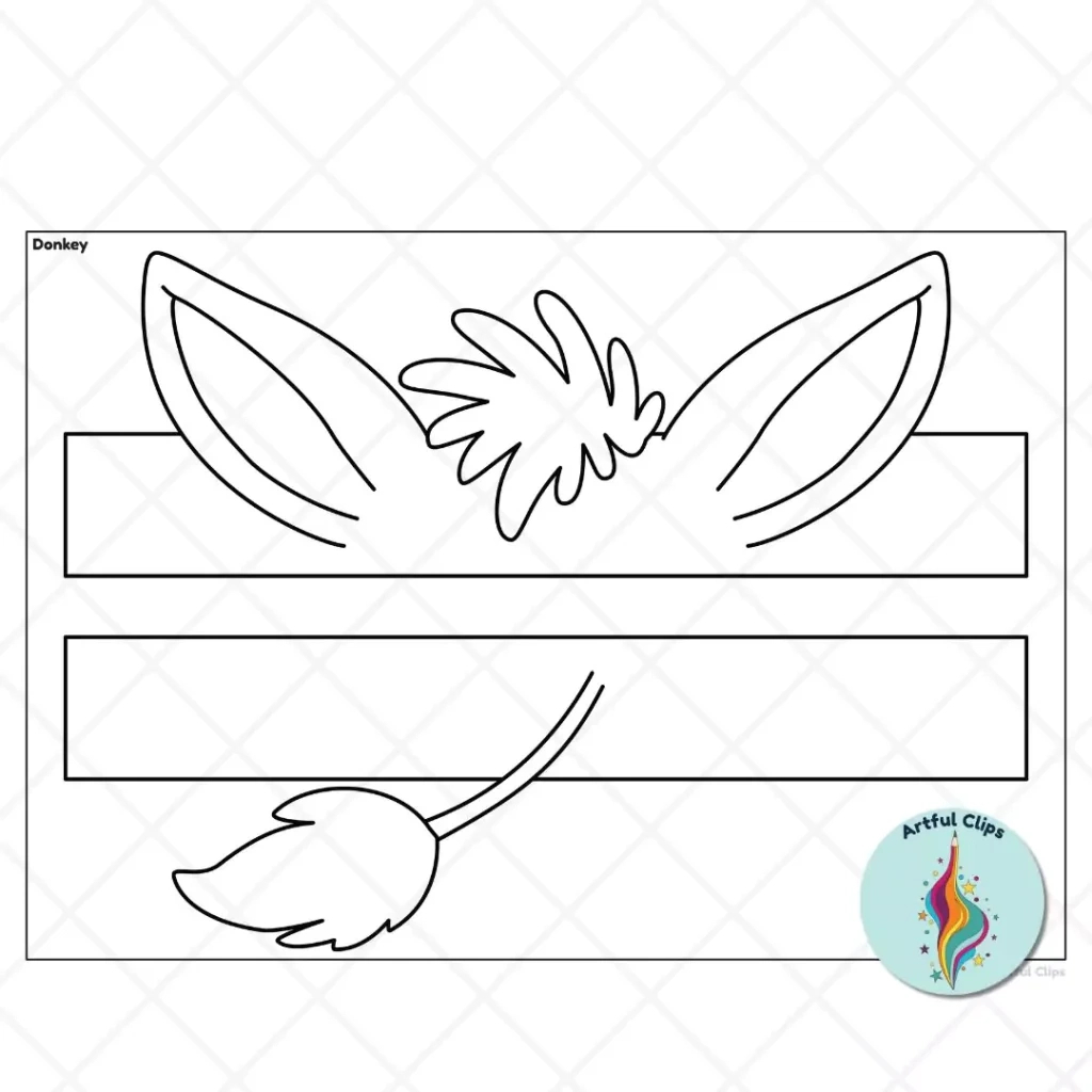 Animal Ears Headbands For Crafts, Coloring, Nativity Plays regarding Free Printable Donkey Ears Template