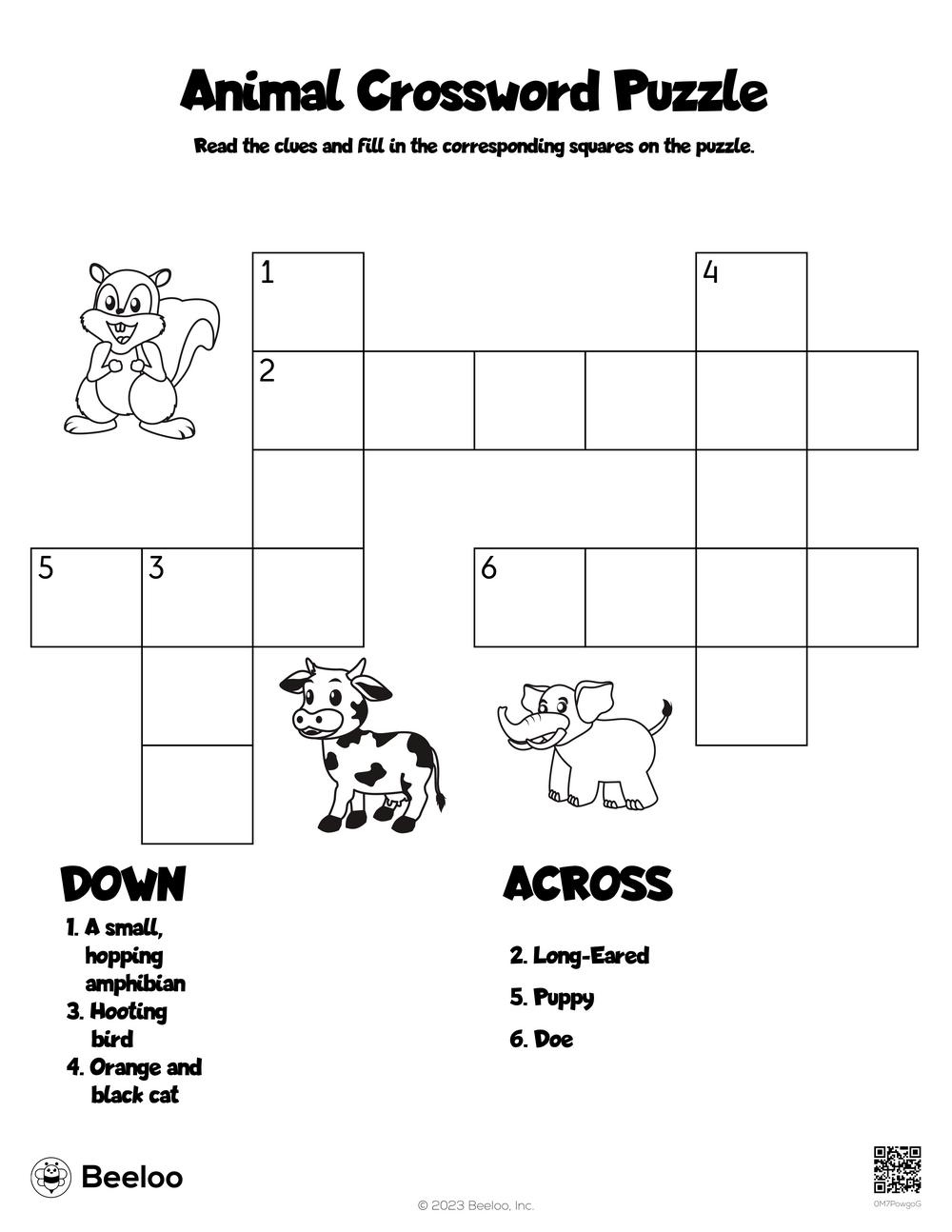 Animal-Themed Crossword Puzzles • Beeloo Printable Crafts And regarding Animal Crossword Printable