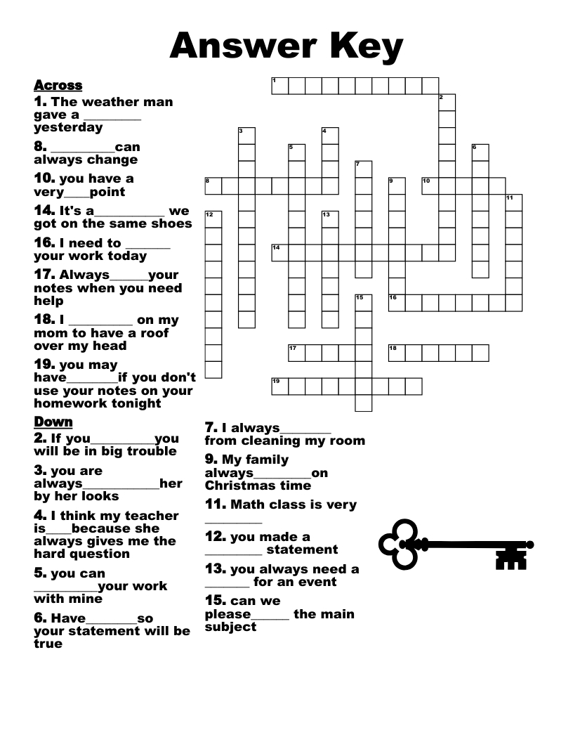 Answer Key Crossword - Wordmint with regard to Printable Crosswords With Answers