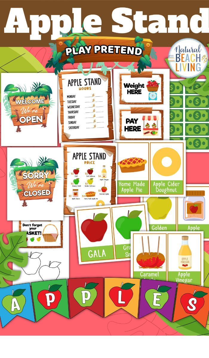 Apple Stand Dramatic Play Free Printables And Activities - Natural with Apple Orchard Dramatic Play Free Printables