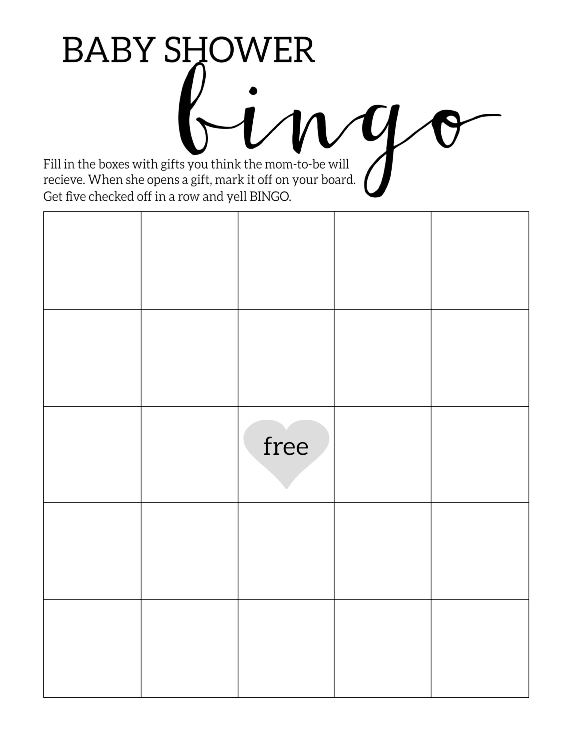 Baby Shower Bingo Printable Cards Template - Paper Trail Design in Free Baby Bingo Cards